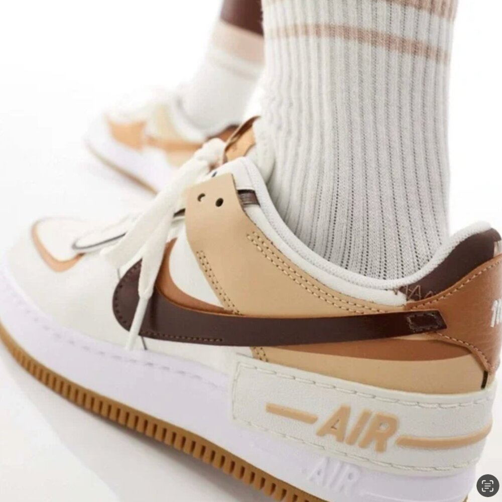 Air Force 1 Shadow Sneakers Nike Size: 7 Color: Sail, Cacao, Flax, & Sesame
